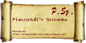 Placzintár Szironka névjegykártya